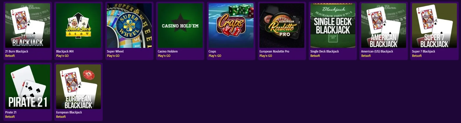Great Slots Casino Table Games